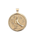 Gold Coin Pendant with bird and flower design