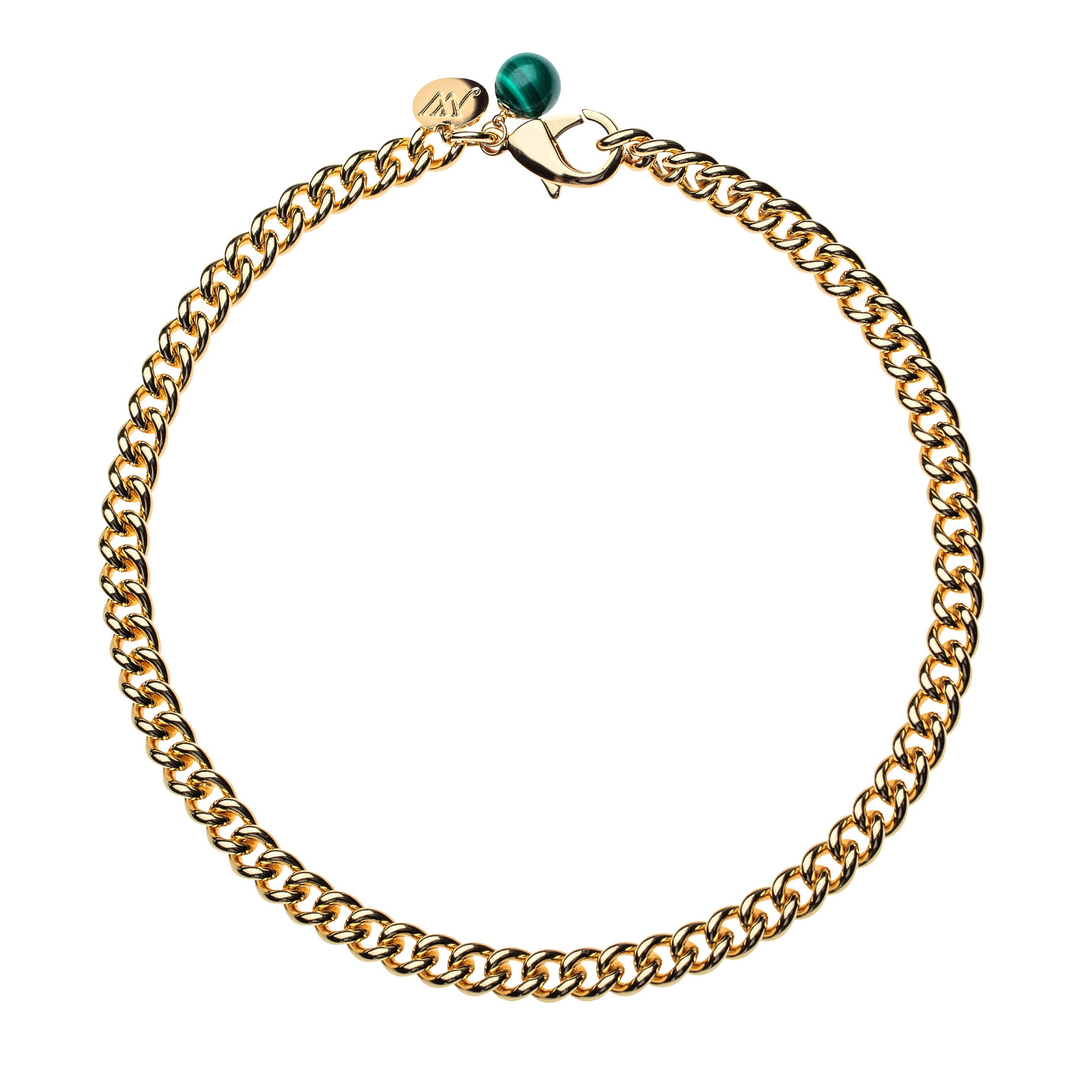 Petite Curb Chain with Malachite Bead