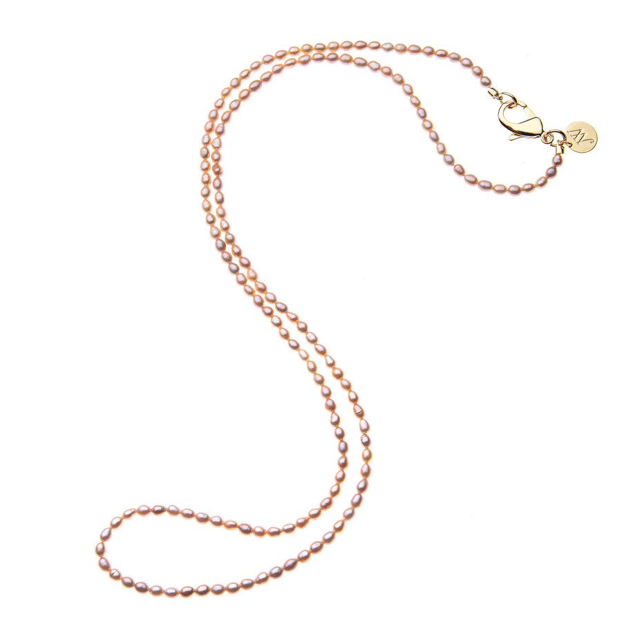 Double Wrap Rice Pearl Necklace in Pink – Jane Win Jewelry