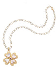 Lucky clover pendant on drawn link chain