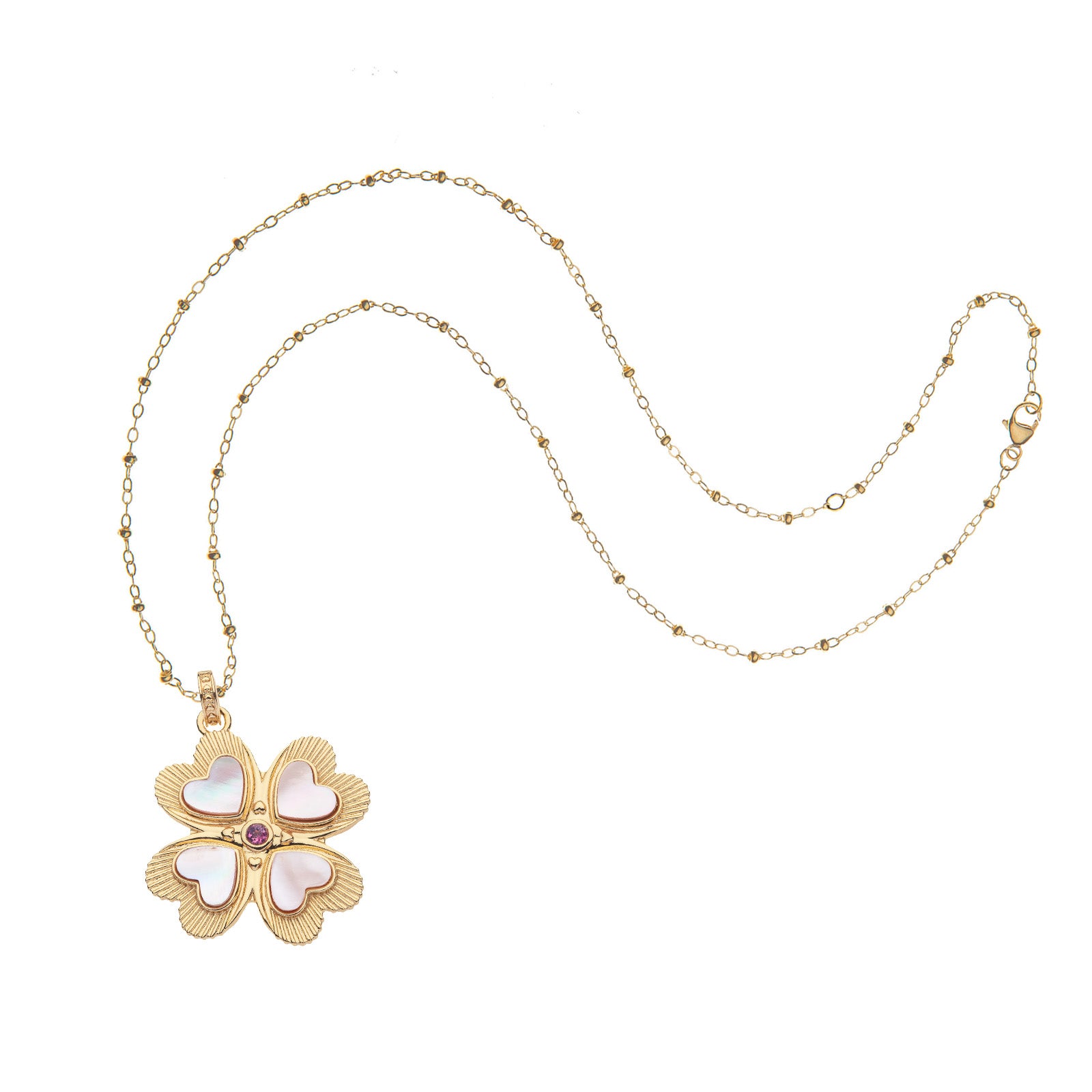 Lucky clover pendant on satellite chain