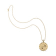 Gold small Pisces coin pendant on classic rolo chain