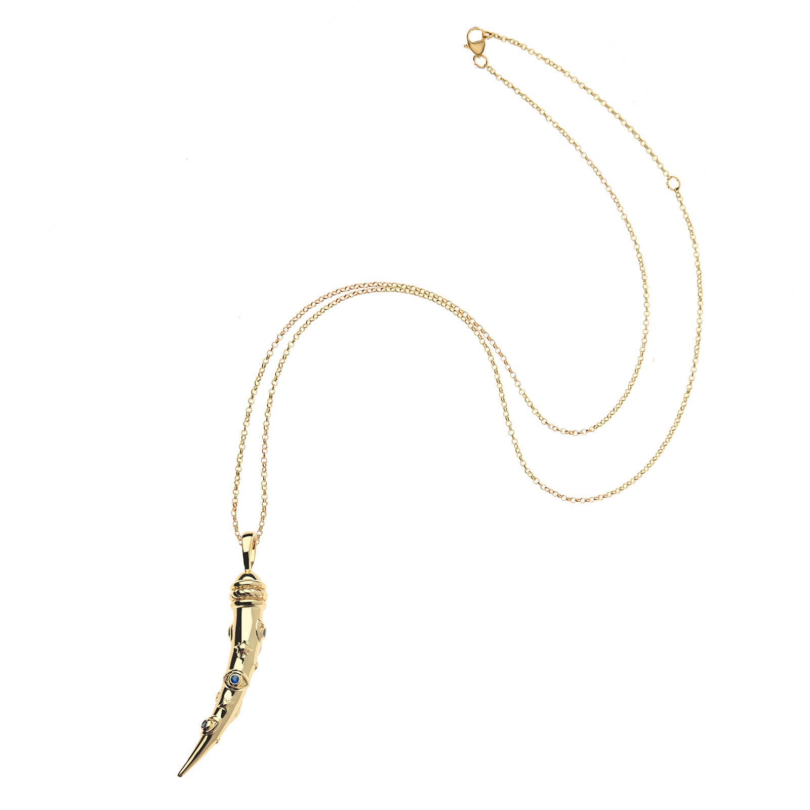 Protect ancient eye tusk pendant on the adjustable delicate chain.