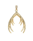 Gold antler pendant with white topaz stone details on the bail