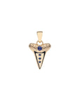 PROTECT Baby Shark Tooth Pendant in Solid Gold with Lapis