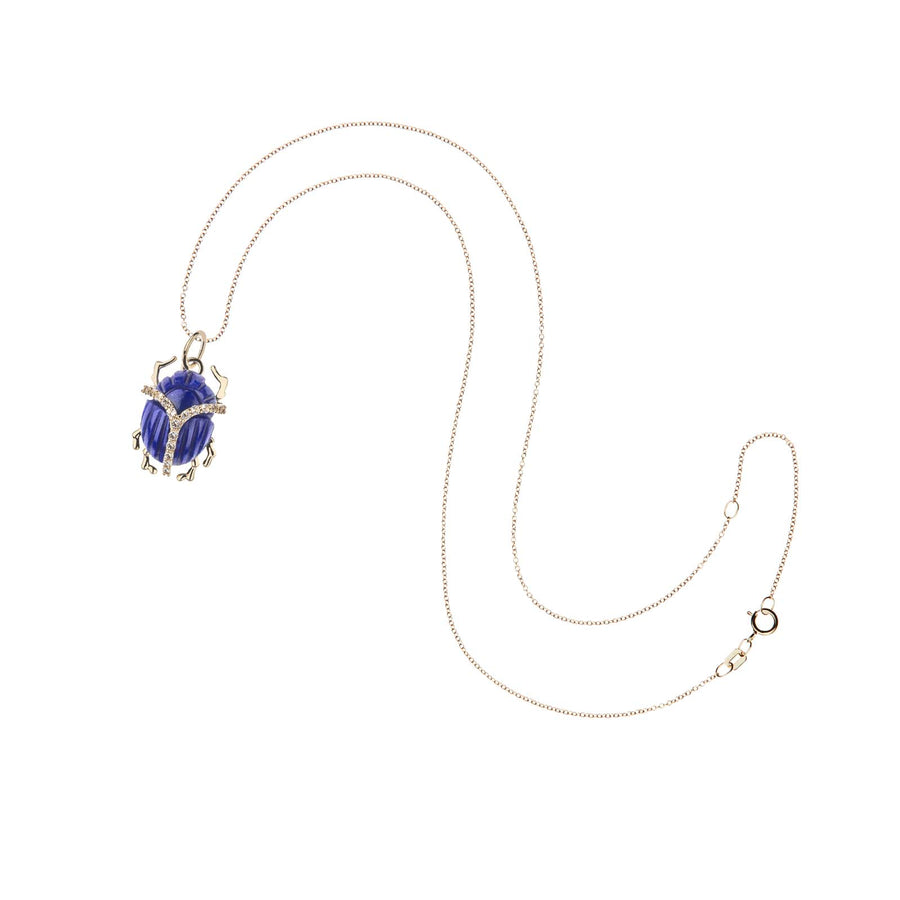 PROTECT Lapis Scarab Pendant in Solid Gold