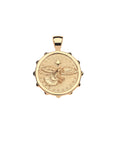 Gold protect eagle coin pendant features flying eagle and star detail