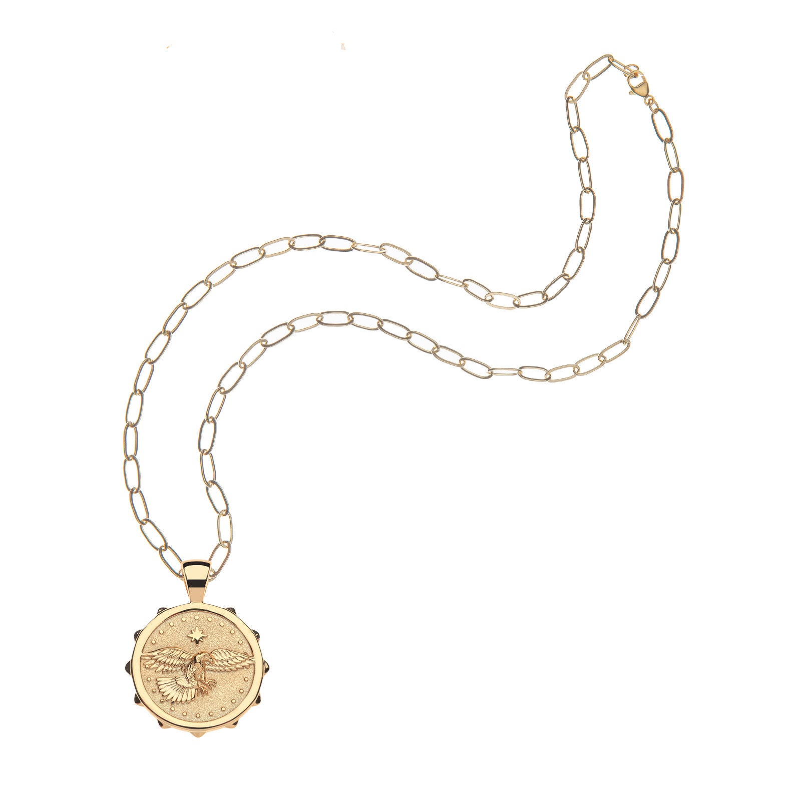 Protect eagle small pendant on the drawn link chain
