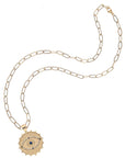 Eye on the sky pendant on drawn link chain