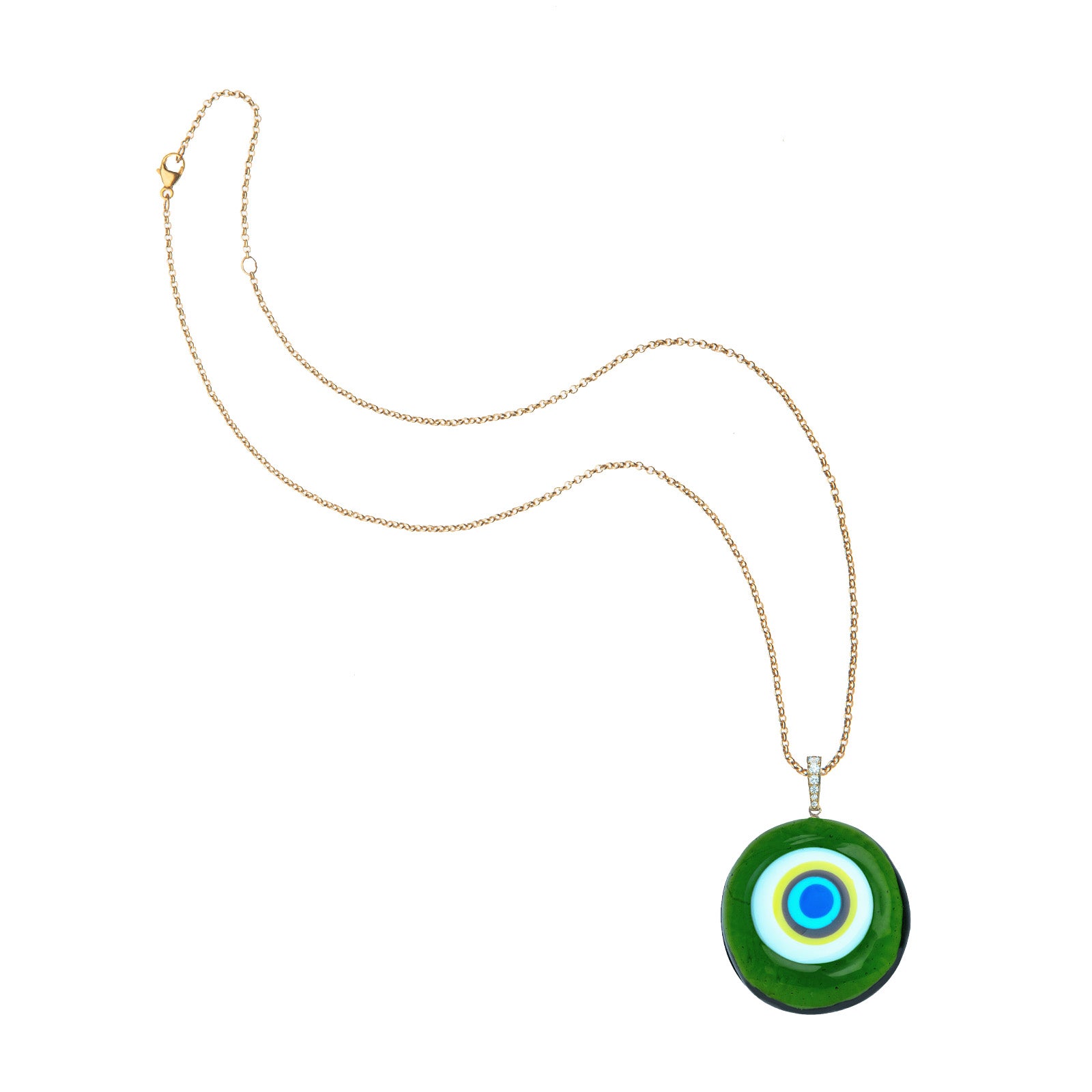 Protect glass eye pendant on the classic rolo chain