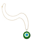 Protect glass eye pendant on the classic rolo chain