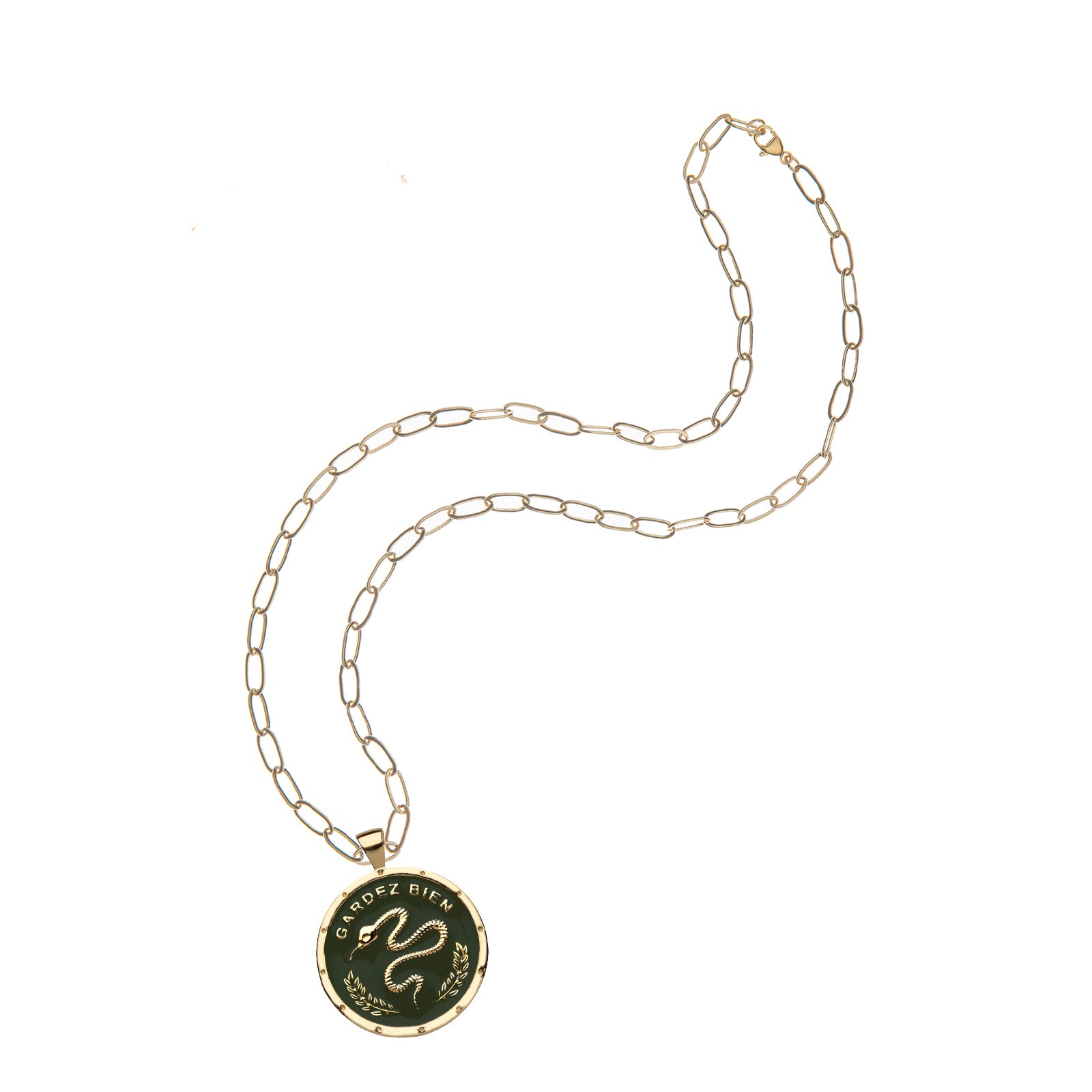 PROTECT JW Original Pendant Coin in Green Enamel