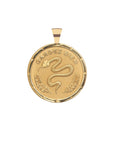 Gold Coin Pendant with Snake and French Gardez Bien (translation Guard Well)