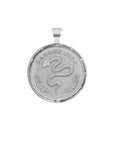 Silver Coin Pendant with Snake and French Gardez Bien (translation Guard Well)