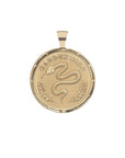 Gold Coin Pendant with Snake and French Gardez Bien (translation Guard Well)