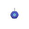 Blue glass evil eye disk pendant in gold setting accented with white topaz stones