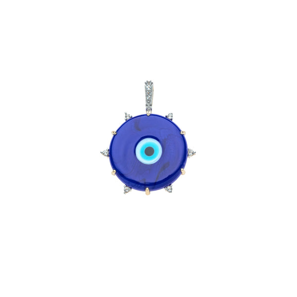 PROTECT Blue Traveling Eye Pendant in Solid Gold – Jane Win Jewelry