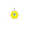 Yellow evil eye glass disk pendant in gold setting accented with white topaz stones