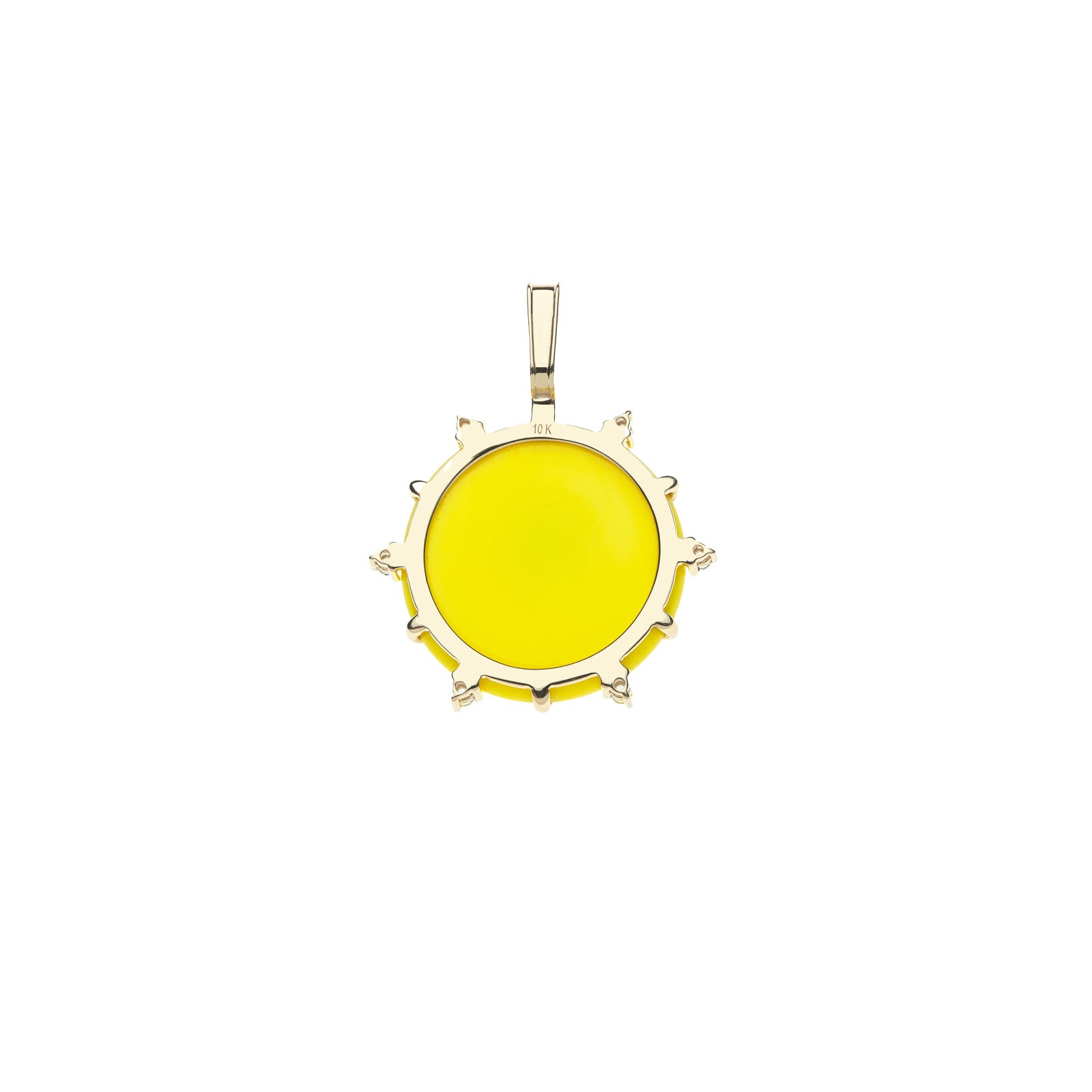 Back of protect traveling eye pendant shows gold setting