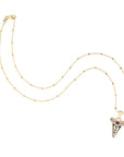 PROTECT Baby Shark Tooth Pendant in Solid Gold with Lapis