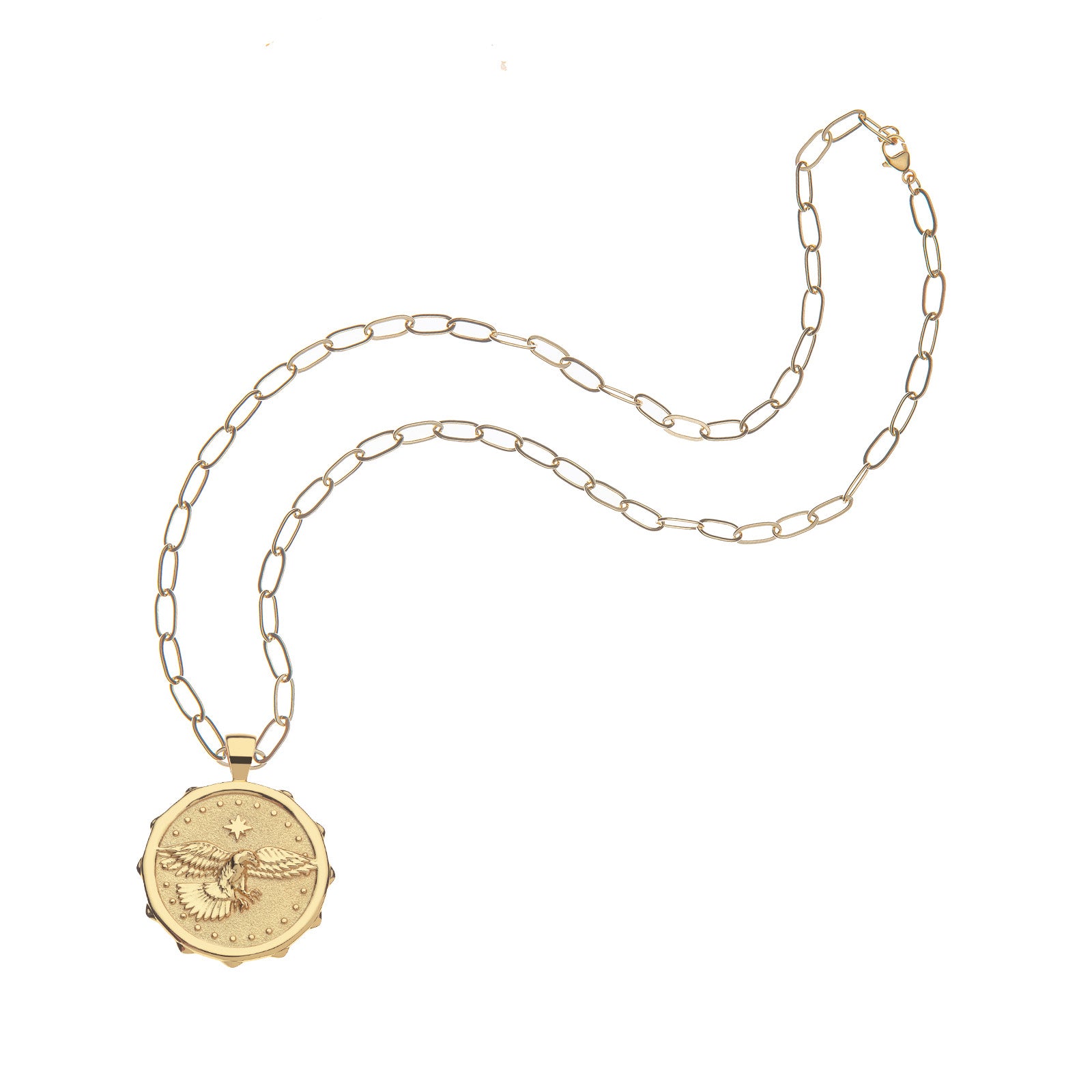 Eagle coin on drawn link chain