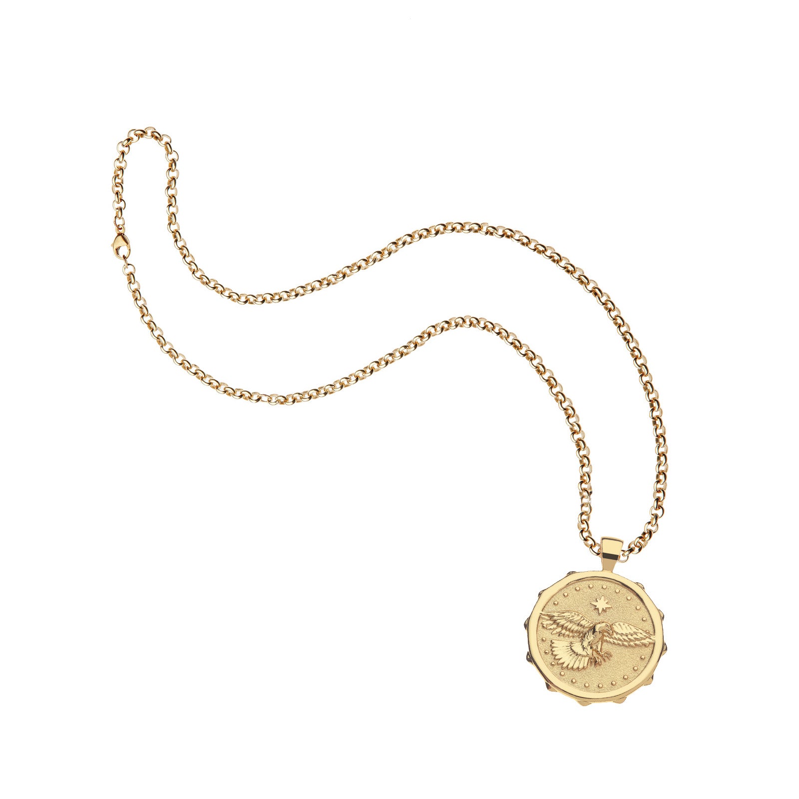 Eagle coin on grande rolo chain