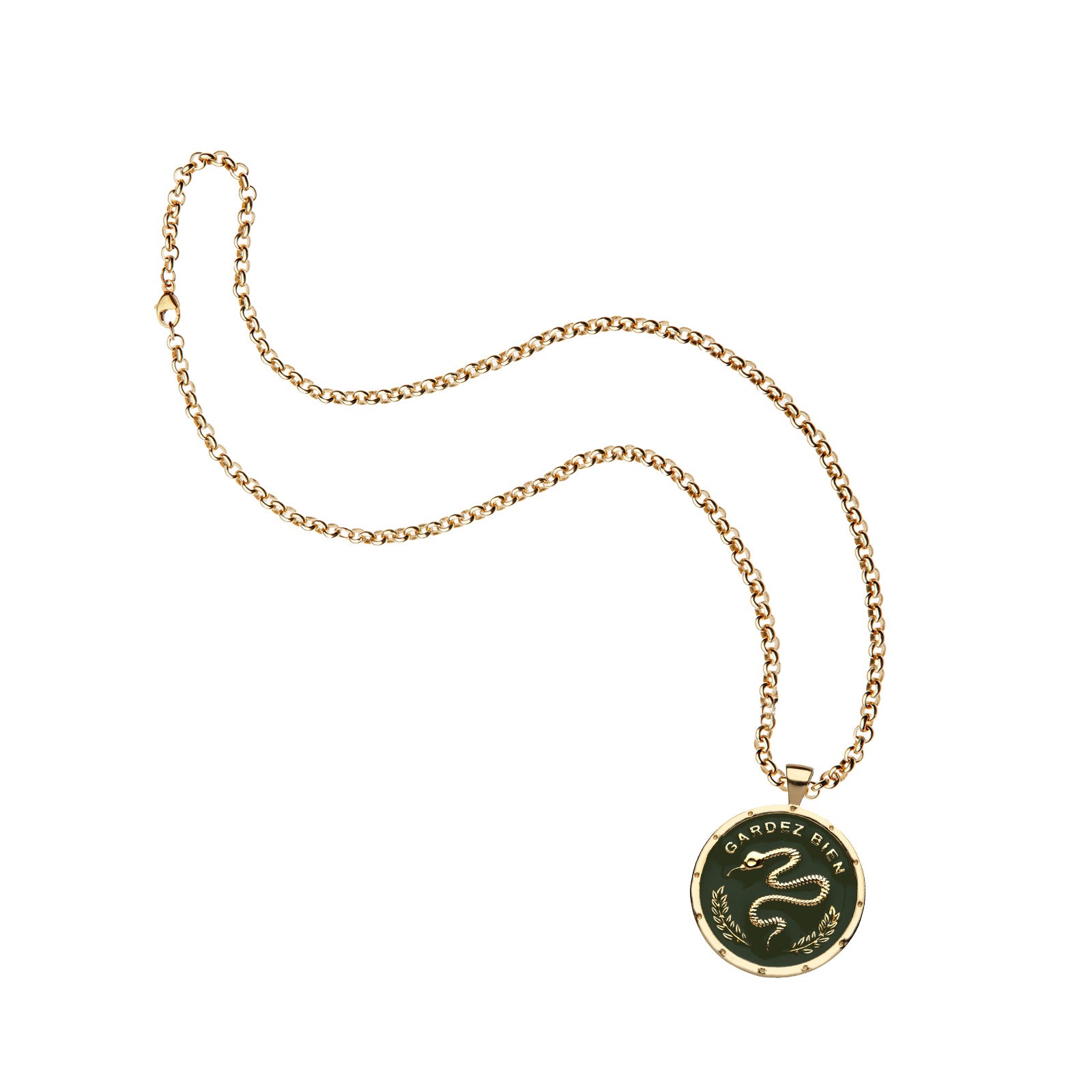 PROTECT JW Original Pendant Coin in Green Enamel