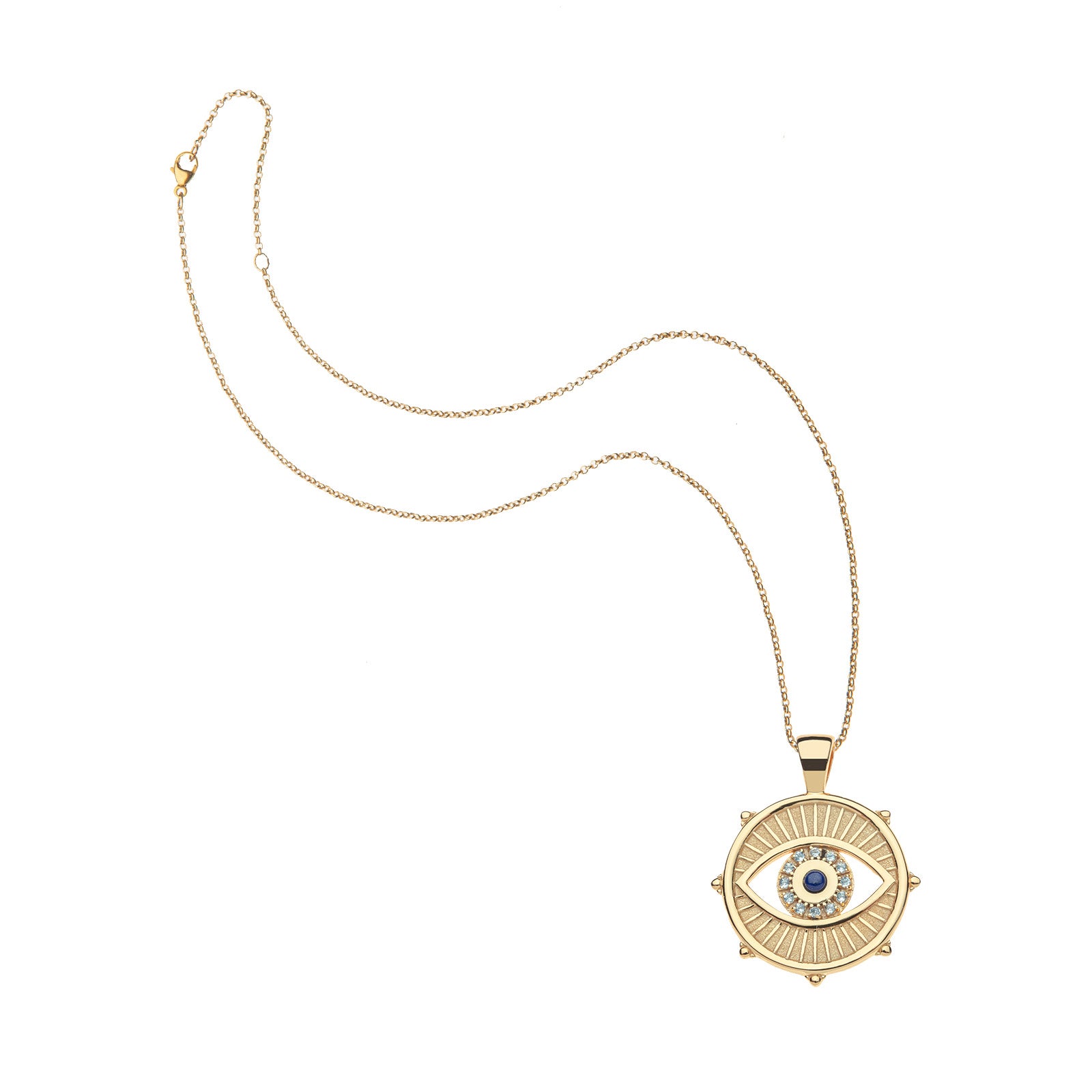 Protect with an open eye coin on the classic rolo chain