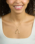 LUCKY Gold Wishbone Pendant