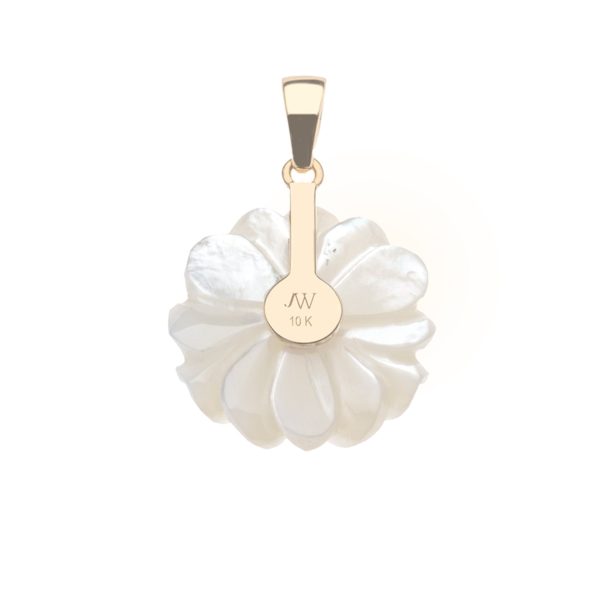 JW x Lewis Miller Carved Anemone Flower Pendant in Mother of Pearl