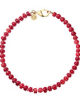 Coral beaded necklace with alternating coral and enamel beads