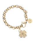 Gold chunky rolo chain bracelet with dogwood flower charm