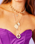 LOVE 14k Amethyst Quatrefoil Coin Pendant