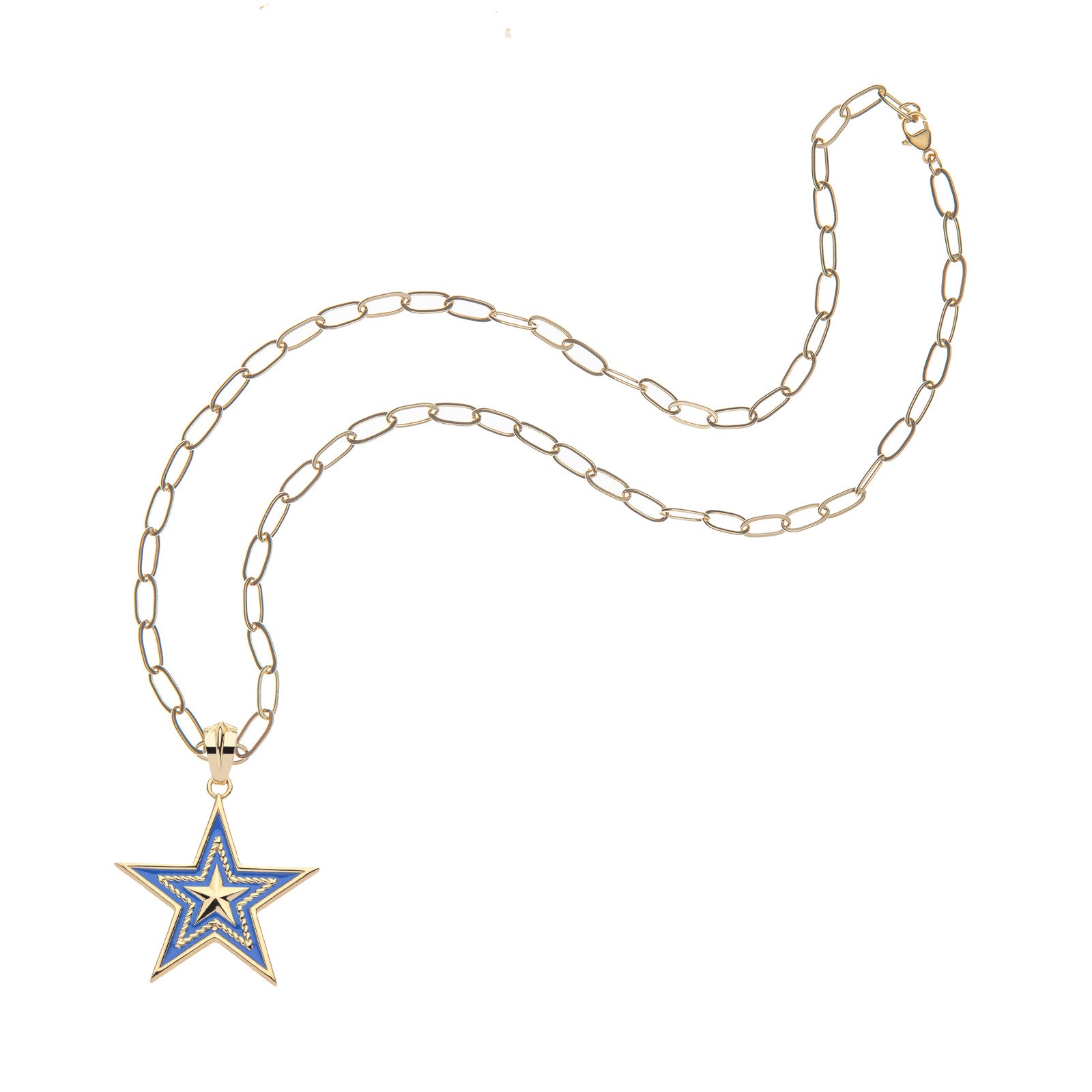 TEXAS JW Star Pendant with Blue Enamel