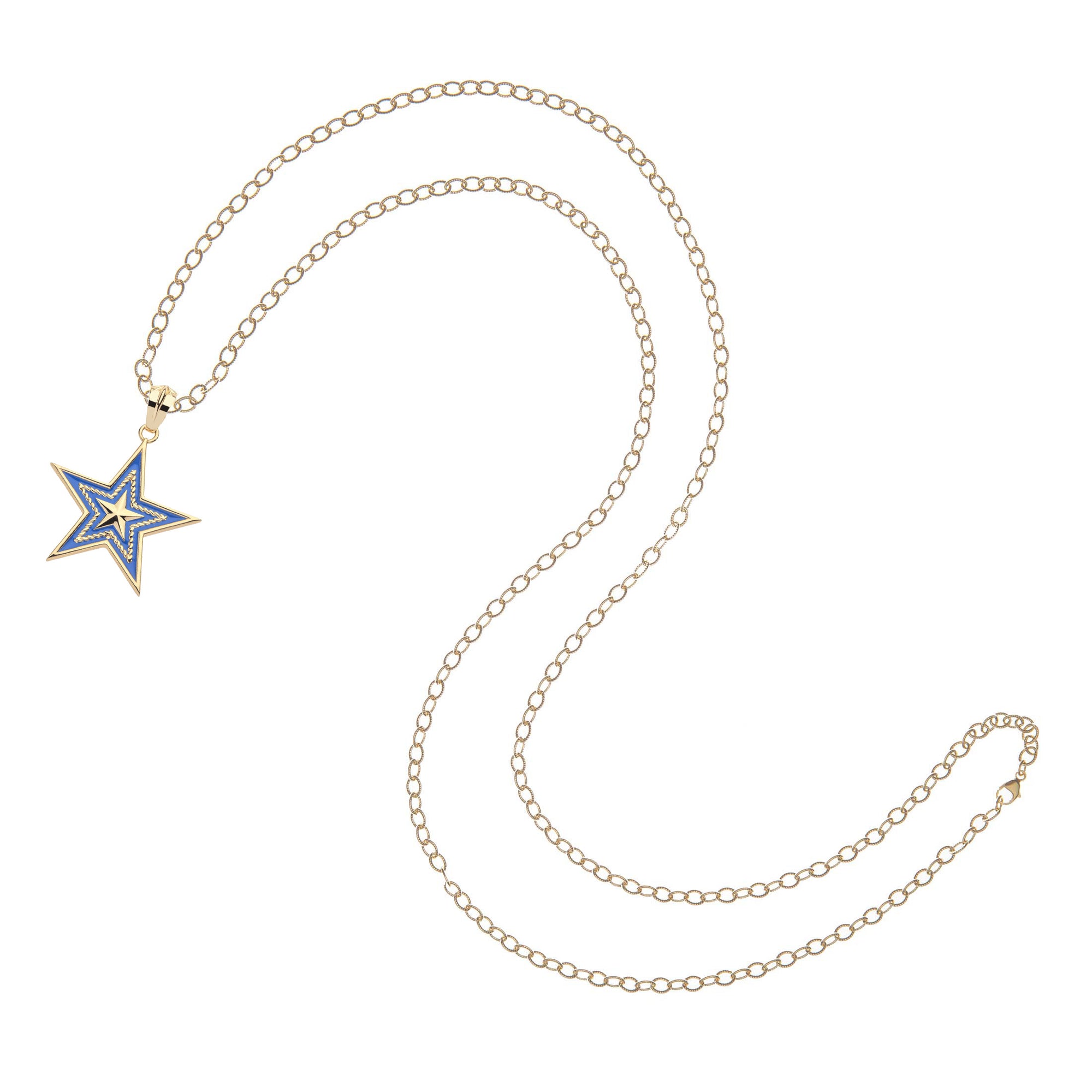 TEXAS JW Star Pendant with Blue Enamel