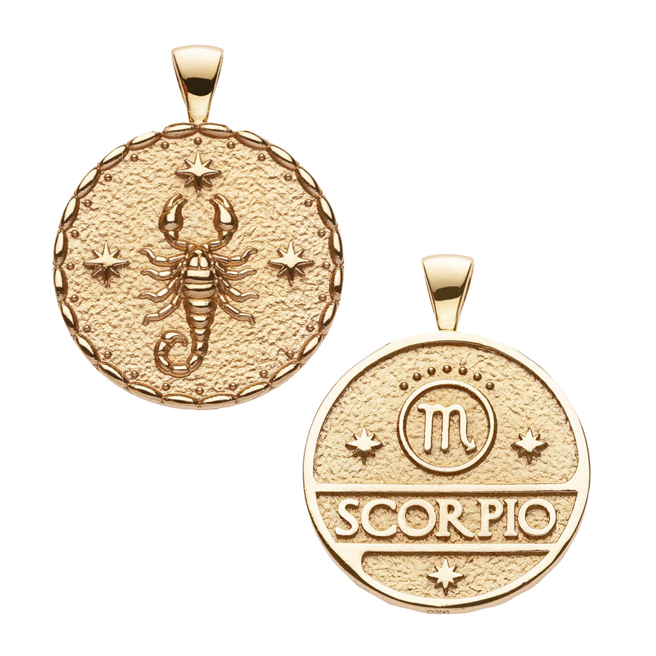 Zodiac Gold Pendant Coin Necklace with Astrology Symbol and