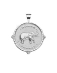 Silver Coin Pendant with Elephant and inscription "Bonne Chance"