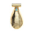 Gold oyster shell pendant featuring a London blue topaz water droplet at the top