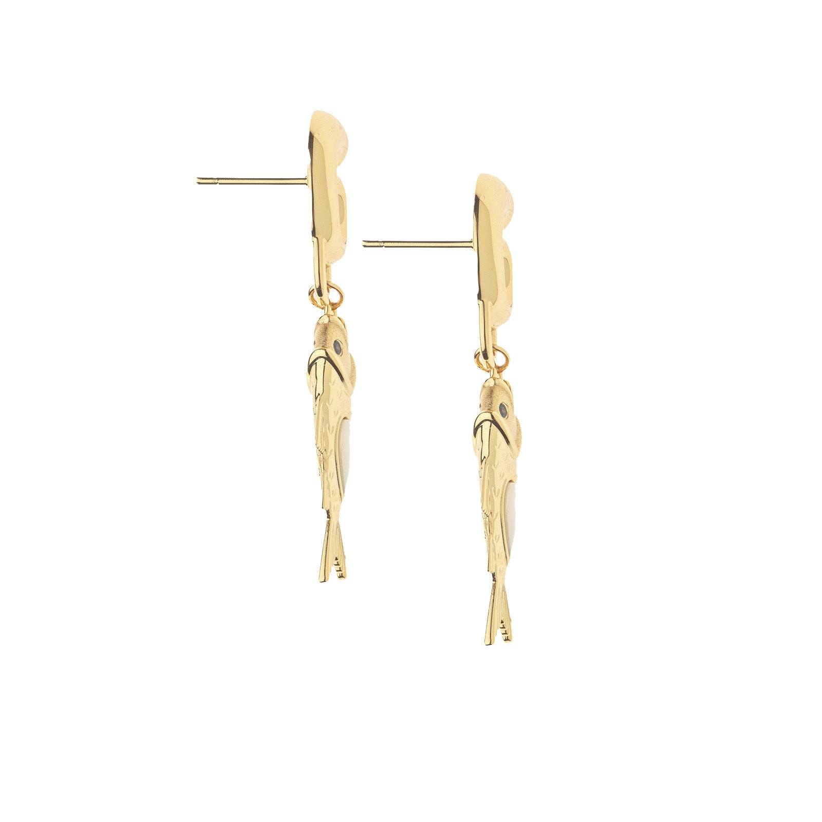 Side view of strong amore fish earrings