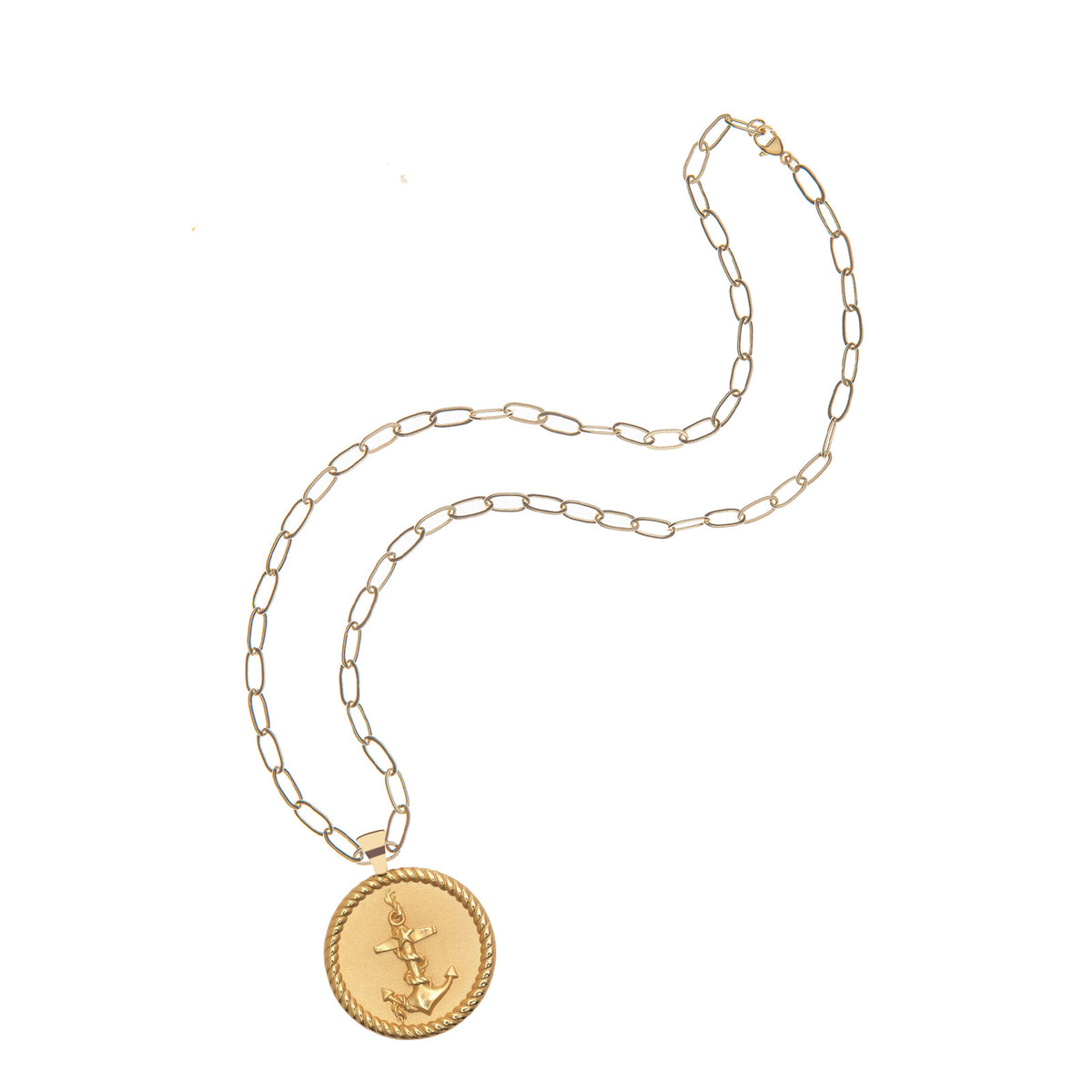 STRONG JW Original Pendant Coin (Anchor) - 18" Drawn Link Chain