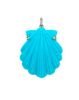 Carved turquoise scallop shell in gold setting