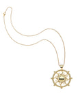 Strong flaring sun cutout coin on the classic rolo chain