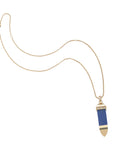 Lapis sun ray pendant on classic rolo chain