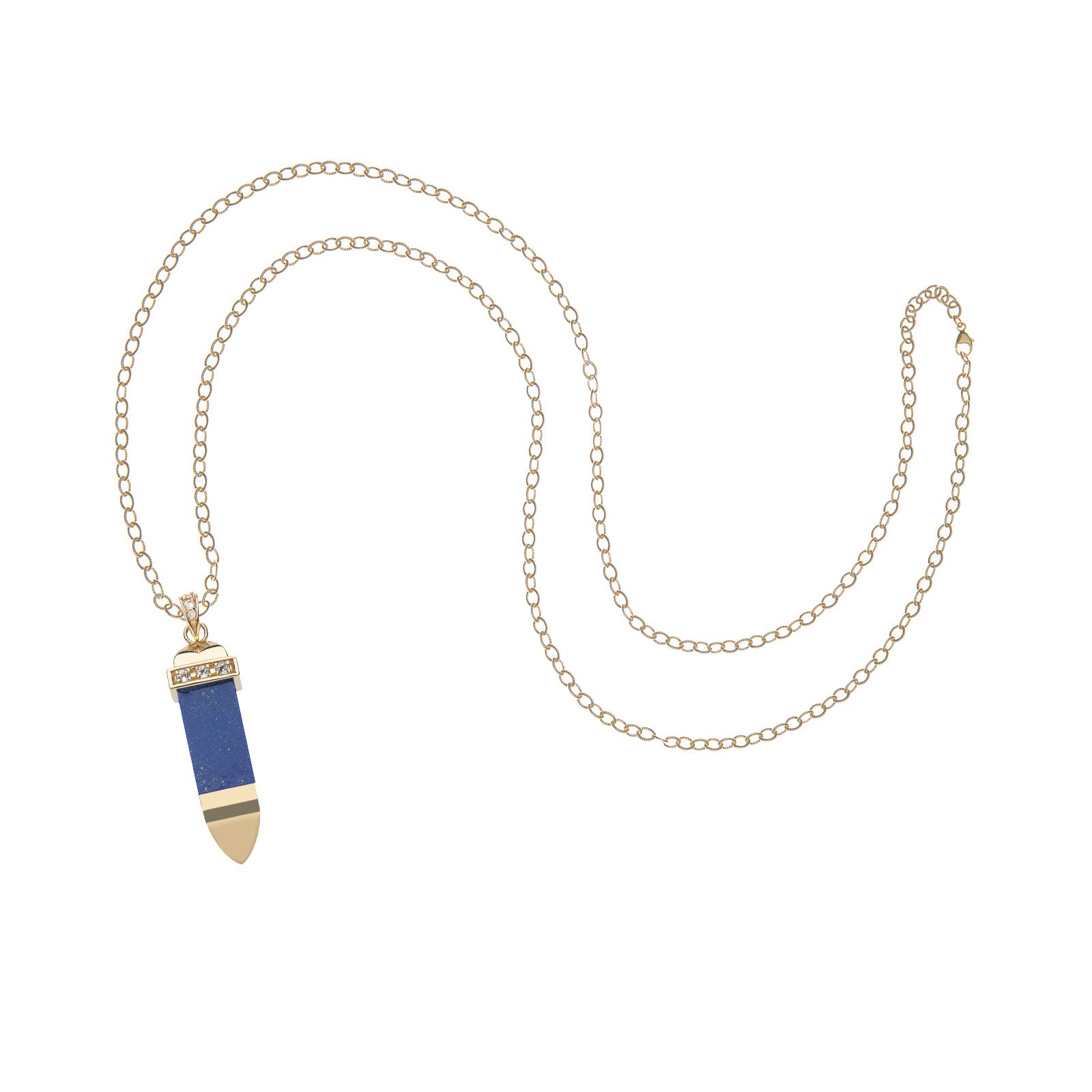 Lapis sun ray pendant on mini twist chain