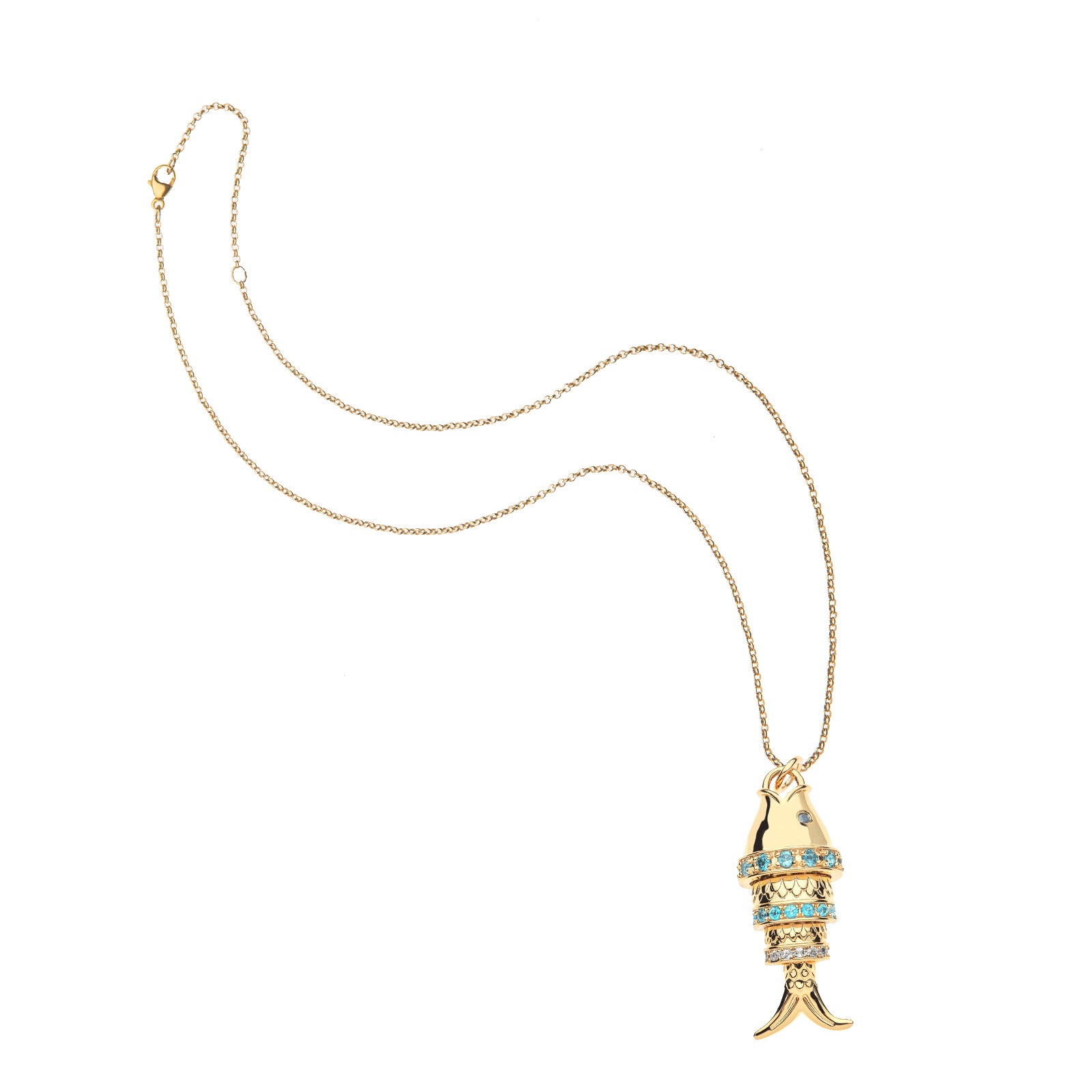 Strong rainbow fish pendant on the classic rolo chain