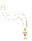 Strong rainbow fish pendant on the classic rolo chain