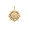 Gold sun face pendant featuring mother of pearl detail on border