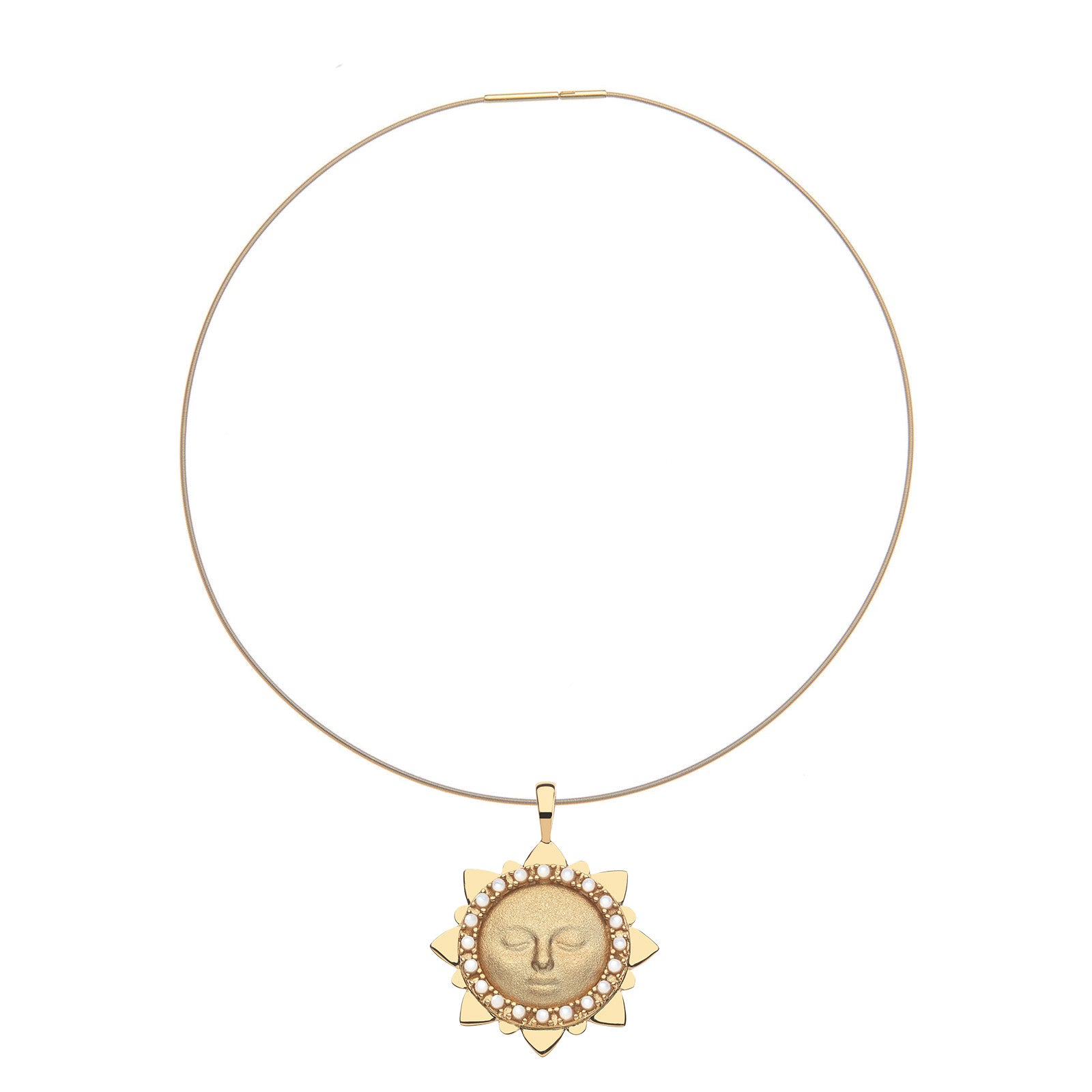 Sun pendant on omega wire