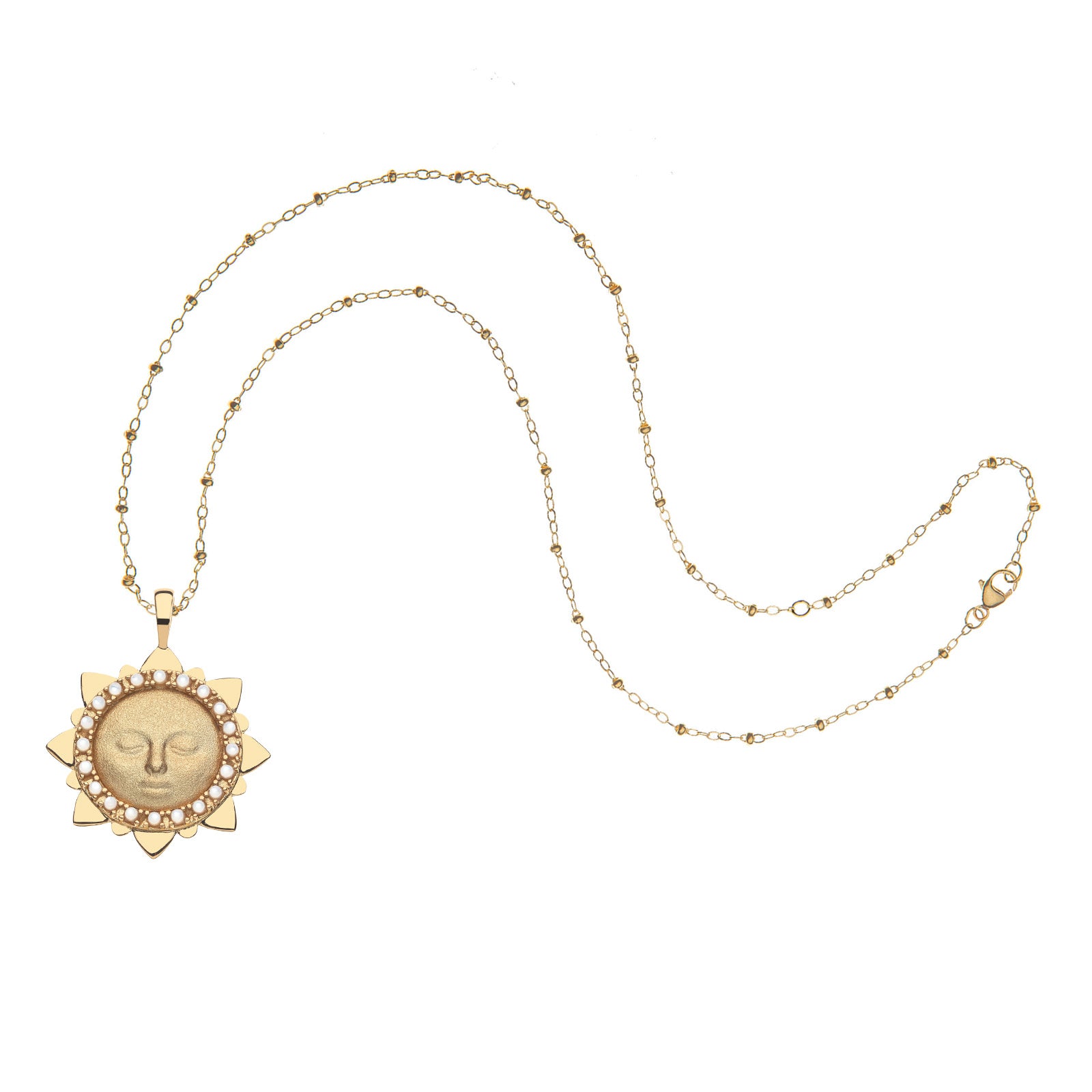 Sun pendant on beaded satellite chain