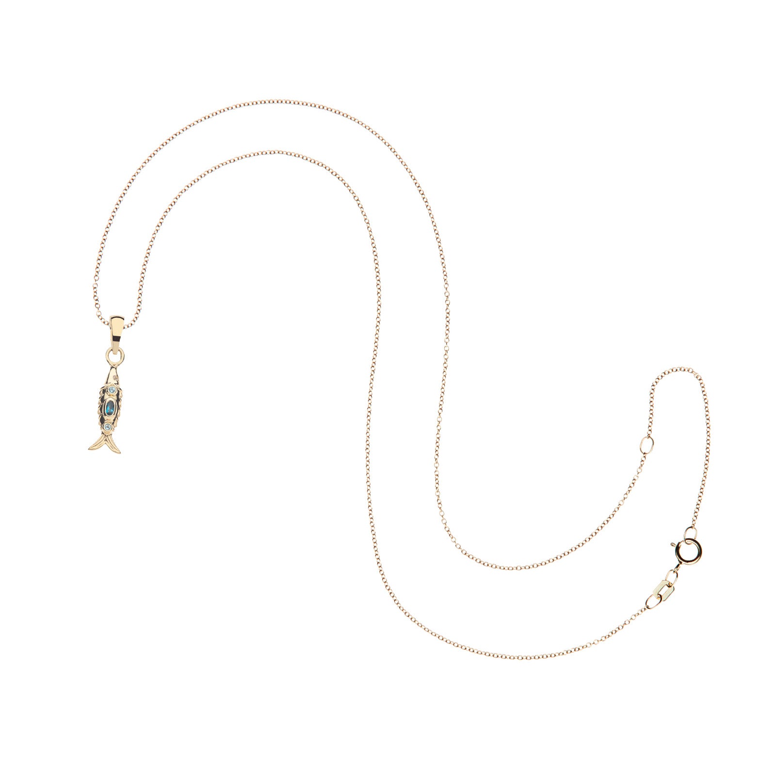 Gold fish pendant on 10 karat adjustable delicate chain